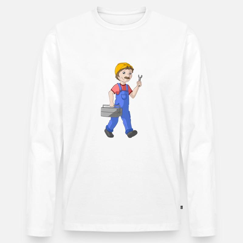 Comic Handwerker - Männer Premium Bio Langarmshirt - Weiß