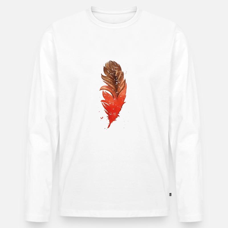 Feder - Männer Premium Bio Langarmshirt - Weiß