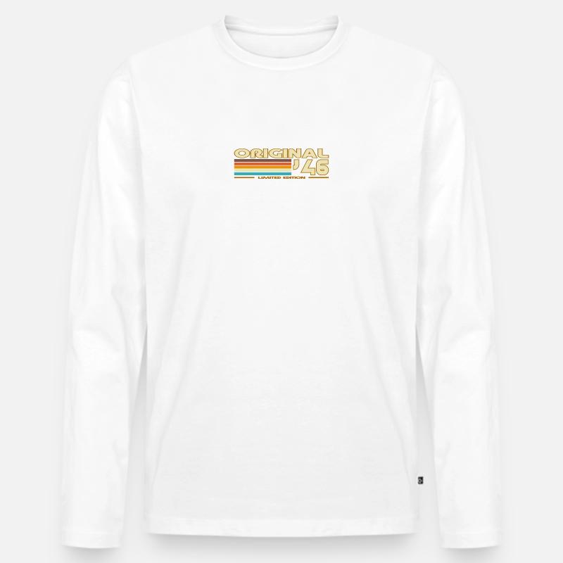 Originale 46 Pastellstreifen - Männer Premium Bio Langarmshirt - Weiß