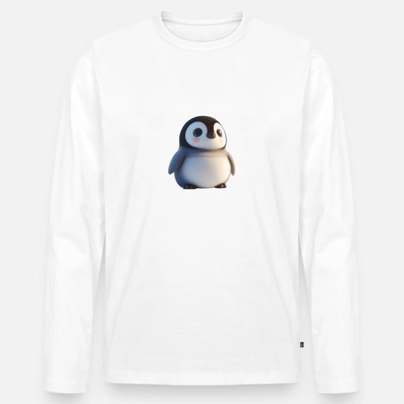 Pinguin - Männer Premium Bio Langarmshirt - Weiß