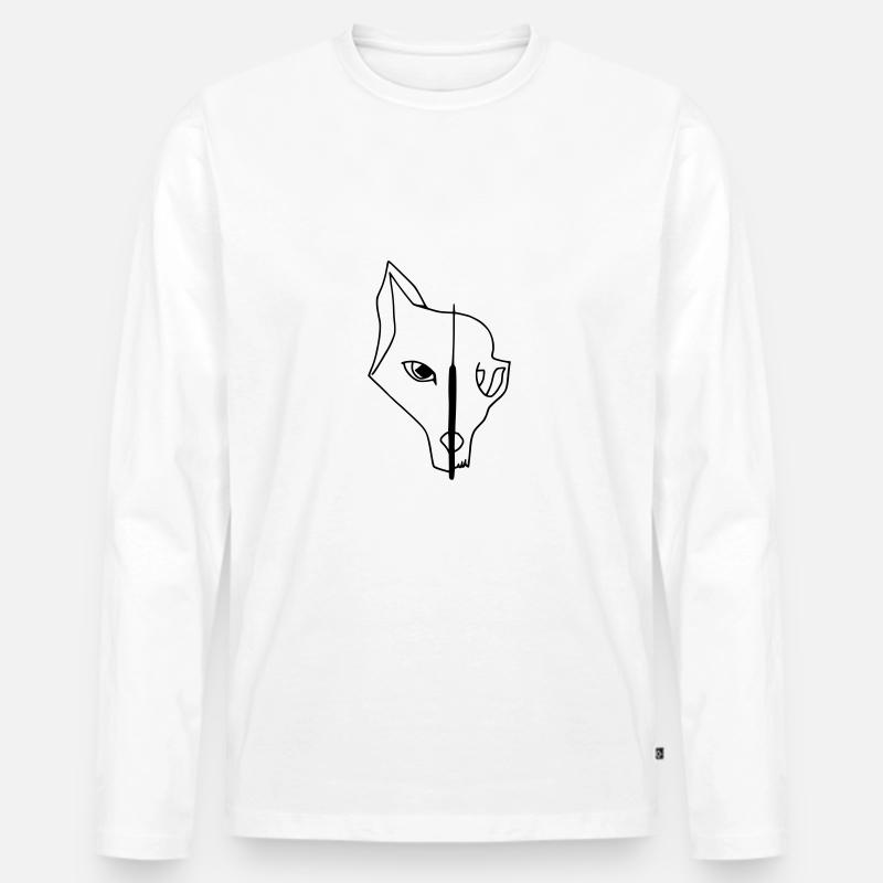 Fox Skull - Männer Premium Bio Langarmshirt - Weiß