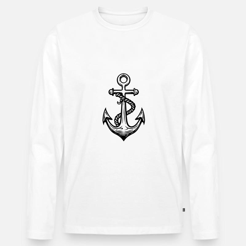 Anker - Männer Premium Bio Langarmshirt - Weiß