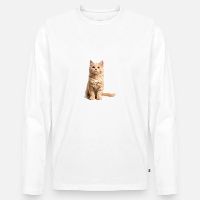 Rothaarige Katze - Männer Premium Bio Langarmshirt - Weiß