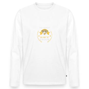 Ich trinke Bier nur an tagen die mit G enden - Männer Premium Bio Langarmshirt - Weiß - Vorne - Nico (187cm)