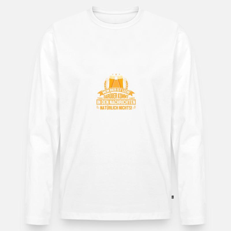 Mein Bier ist leer - Männer Premium Bio Langarmshirt - Weiß