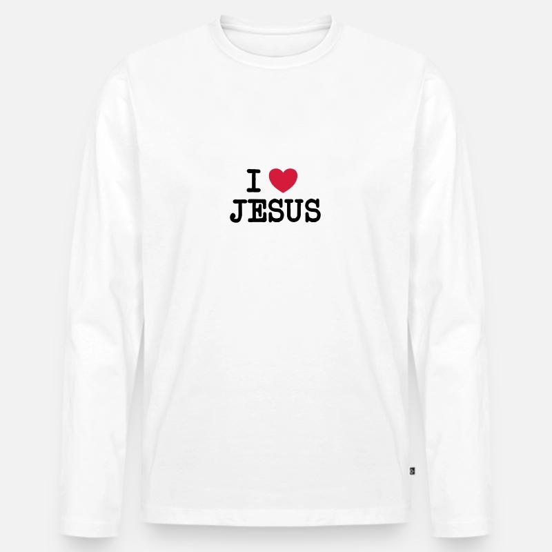Ich liebe Jesus - Männer Premium Bio Langarmshirt - Weiß
