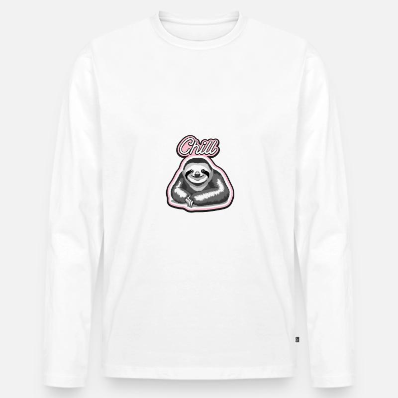 Faultier Chill - Männer Premium Bio Langarmshirt - Weiß