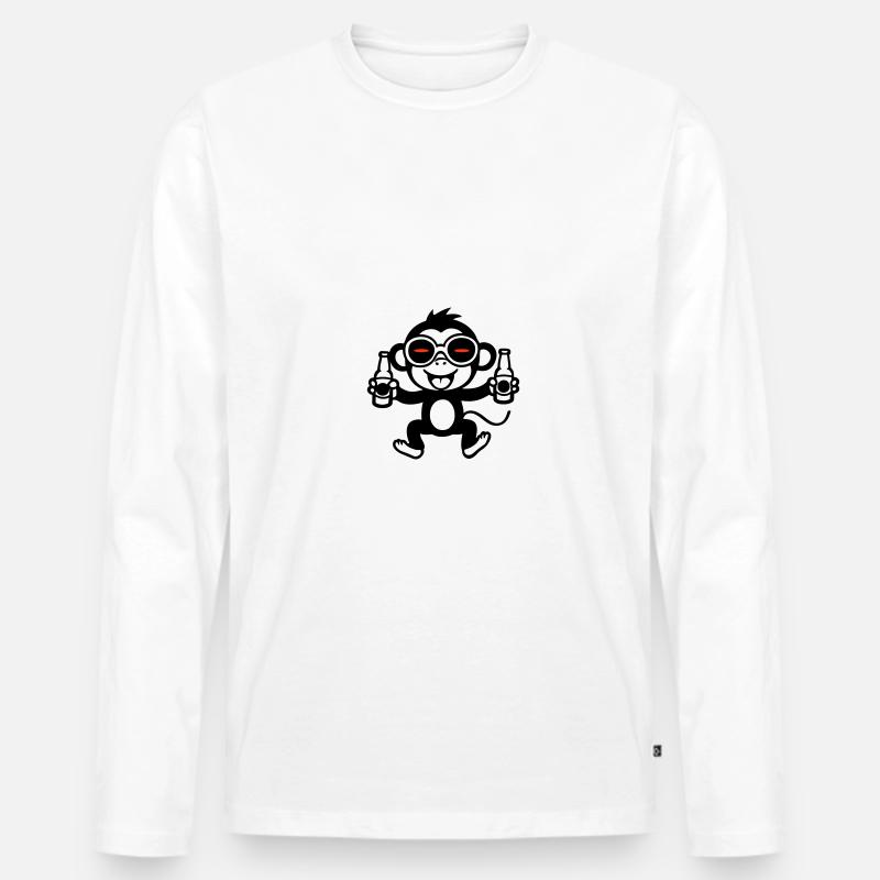 Party Affe - Männer Premium Bio Langarmshirt - Weiß