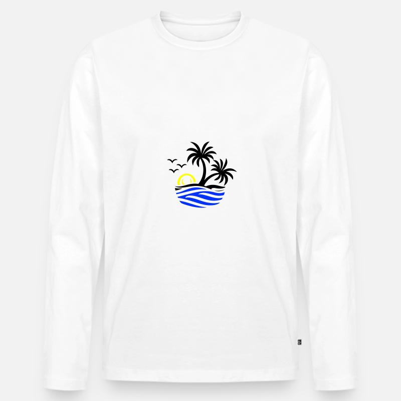 Insel Palmen Meer - Männer Premium Bio Langarmshirt - Weiß