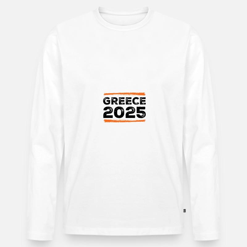 Greece 2025 Spruch - Männer Premium Bio Langarmshirt - Weiß