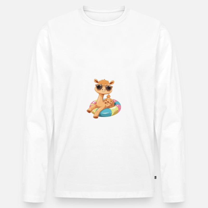 Kamel Comic Cool - Männer Premium Bio Langarmshirt - Weiß