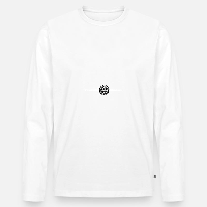 Krone Kranz Linie - Männer Premium Bio Langarmshirt - Weiß