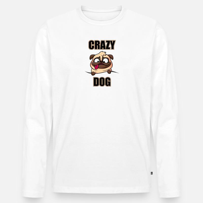 Crazy Dog - Männer Premium Bio Langarmshirt - Weiß