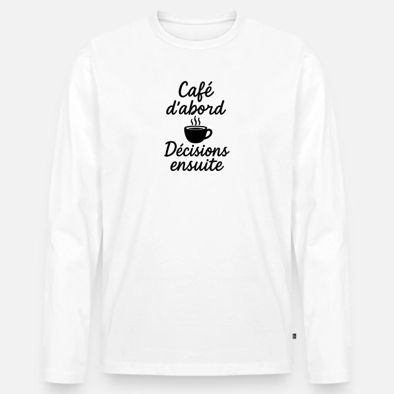 Kaffee erstes Design mit Glühbecher - Männer Premium Bio Langarmshirt - Weiß