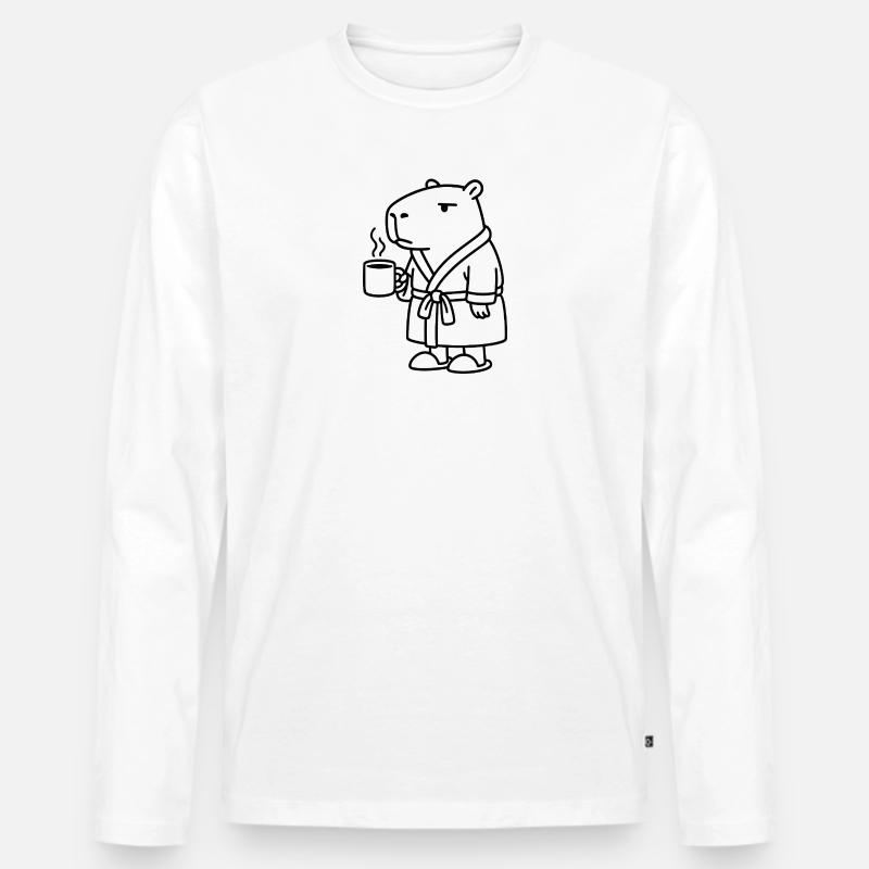 Wasserschwein im Morgenmantel Kaffee - Männer Premium Bio Langarmshirt - Weiß
