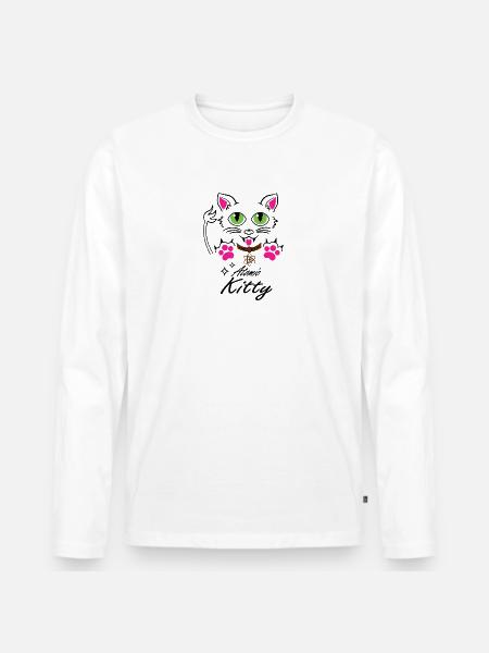 Atomic Kitty #2 - White Shirt - Männer Premium Bio Langarmshirt - Weiß