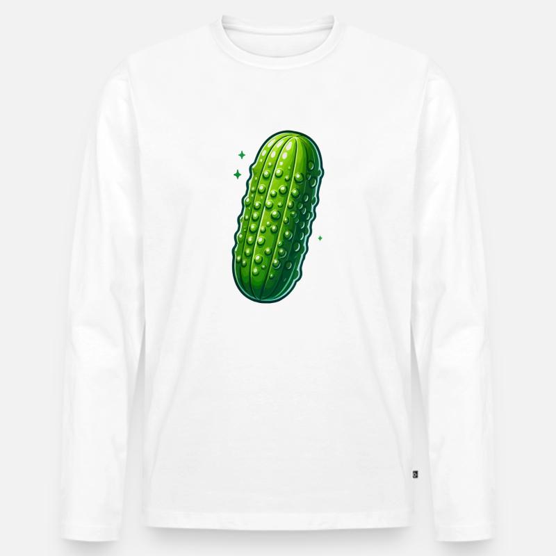 Beleuchtete Gurke - Männer Premium Bio Langarmshirt - Weiß