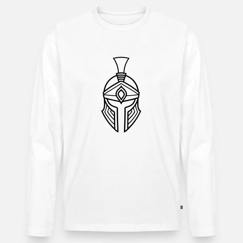 Spartanischer Helm - Männer Premium Bio Langarmshirt - Weiß