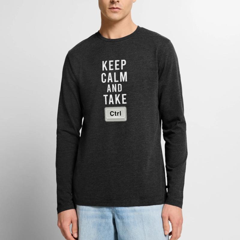 Keep Calm And Take Control - Ctrl - Programming Men's Premium Organic Long Sleeve Shirt