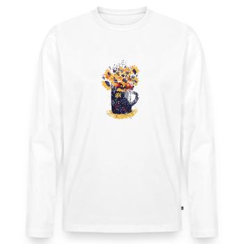 Wildblumen - Männer Premium Bio Langarmshirt - Weiß - Vorne - Nico (187cm)