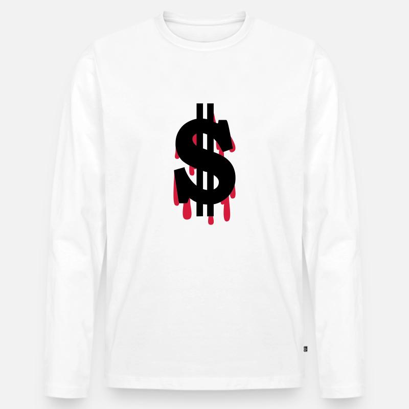 Dollar am Ende - Männer Premium Bio Langarmshirt - Weiß