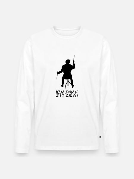 ICH DARF SITZEN - Männer Premium Bio Langarmshirt - Weiß