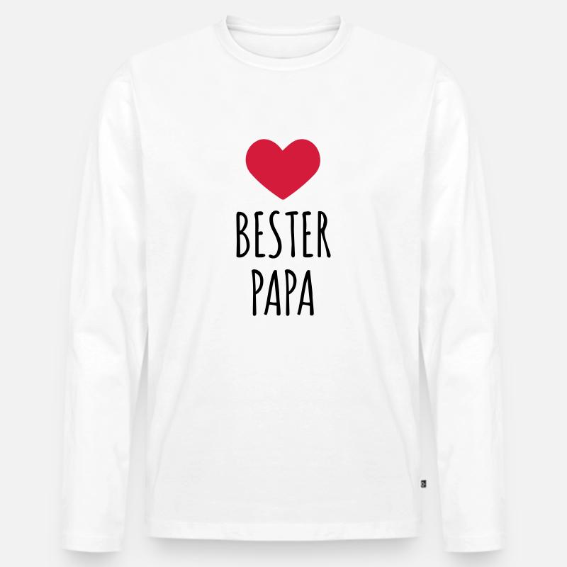 Bester Papa (dh) - Männer Premium Bio Langarmshirt - Weiß