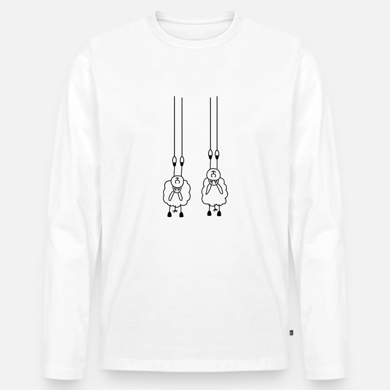 Schafe an Ringen - Männer Premium Bio Langarmshirt - Weiß