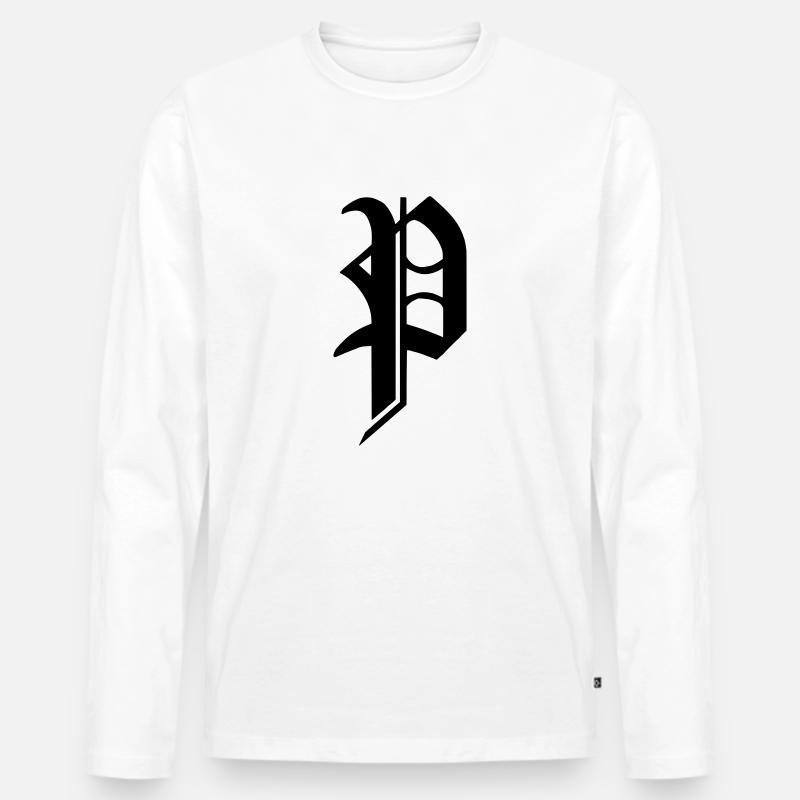 P - Männer Premium Bio Langarmshirt - Weiß