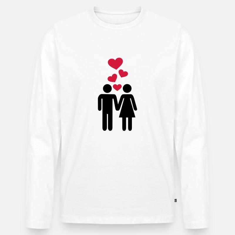 Paar Liebe - Männer Premium Bio Langarmshirt - Weiß