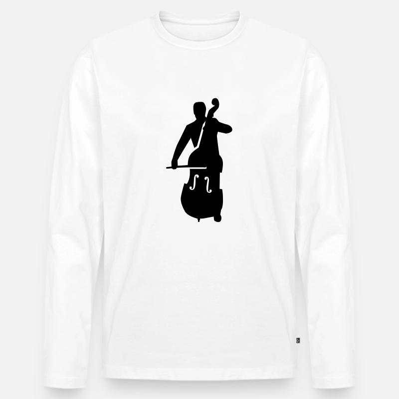 Kontrabass - Männer Premium Bio Langarmshirt - Weiß