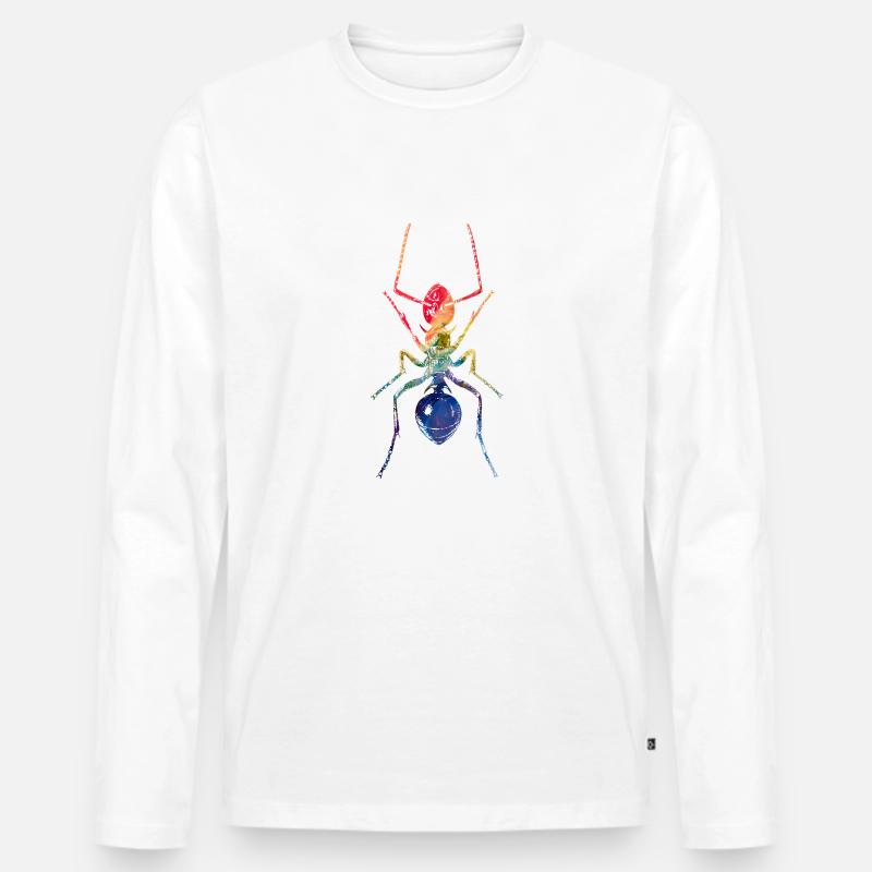 Ameise - Männer Premium Bio Langarmshirt - Weiß