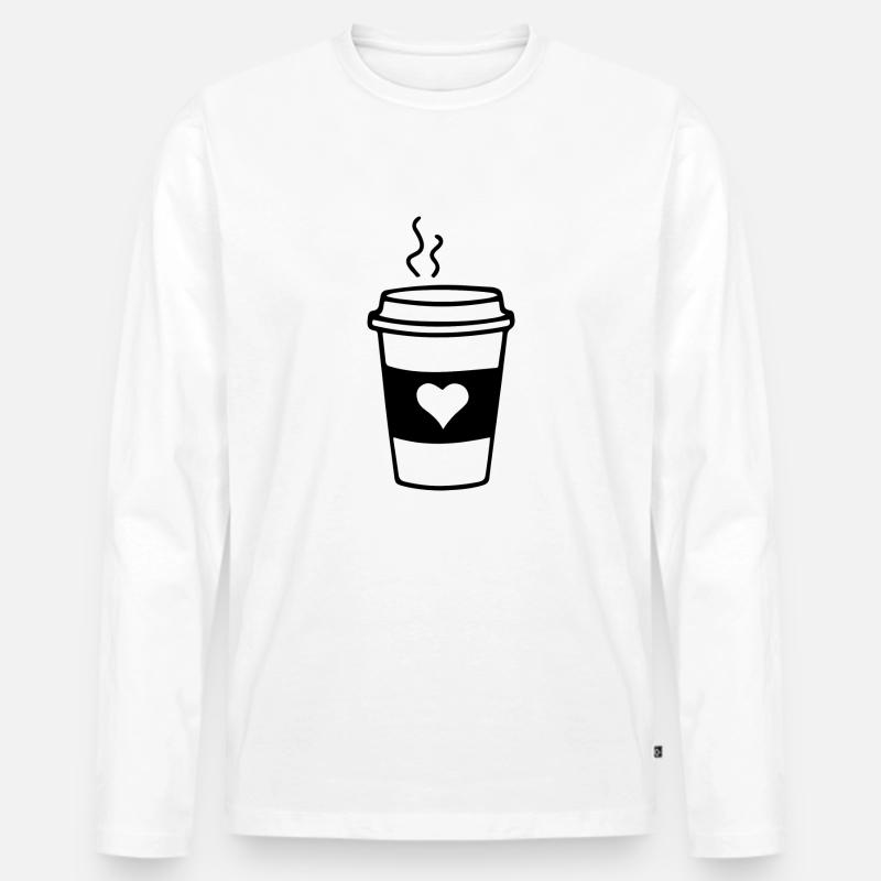 Kaffeebecher Liebe - Männer Premium Bio Langarmshirt - Weiß