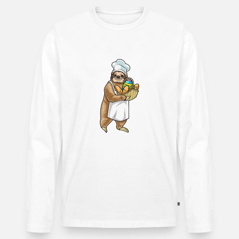 Sloth Easter Baker - Men's Premium Organic Long Sleeve Shirt - white