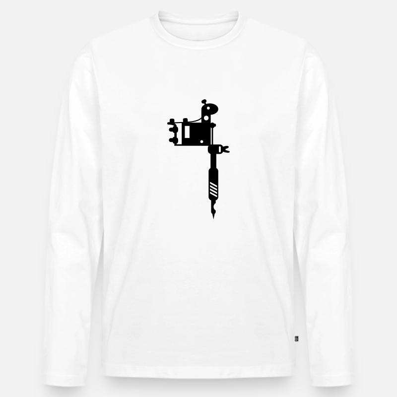 Tattoo Tätowiermaschine - Männer Premium Bio Langarmshirt - Weiß