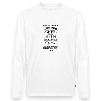 Ungeheuer fantastisches Team / Chef / Shirt / 1C - Männer Premium Bio Langarmshirt - Weiß - Vorne - Nico (187cm)