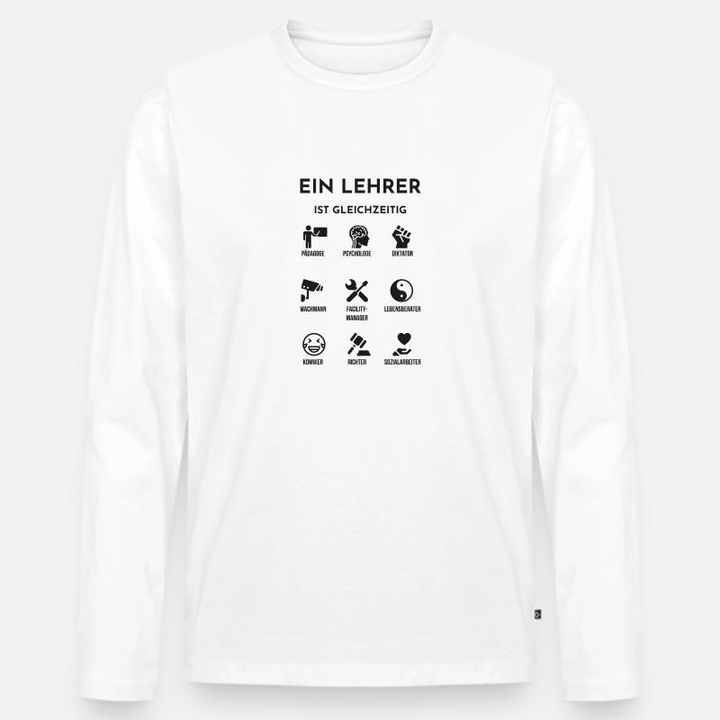 Lehrer Geschenk Schule Professor Beruf - Männer Premium Bio Langarmshirt - Weiß