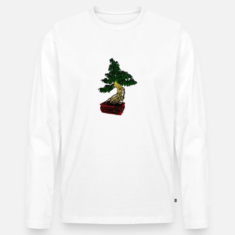 Bonsai - Männer Premium Bio Langarmshirt - Weiß