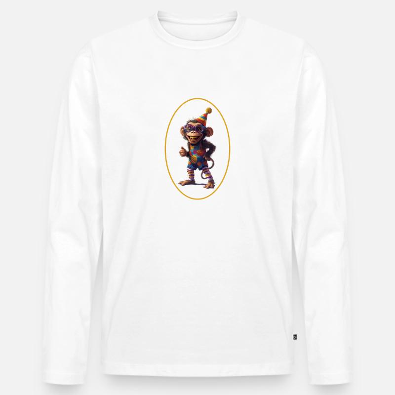 Schimpanse lacht - Männer Premium Bio Langarmshirt - Weiß