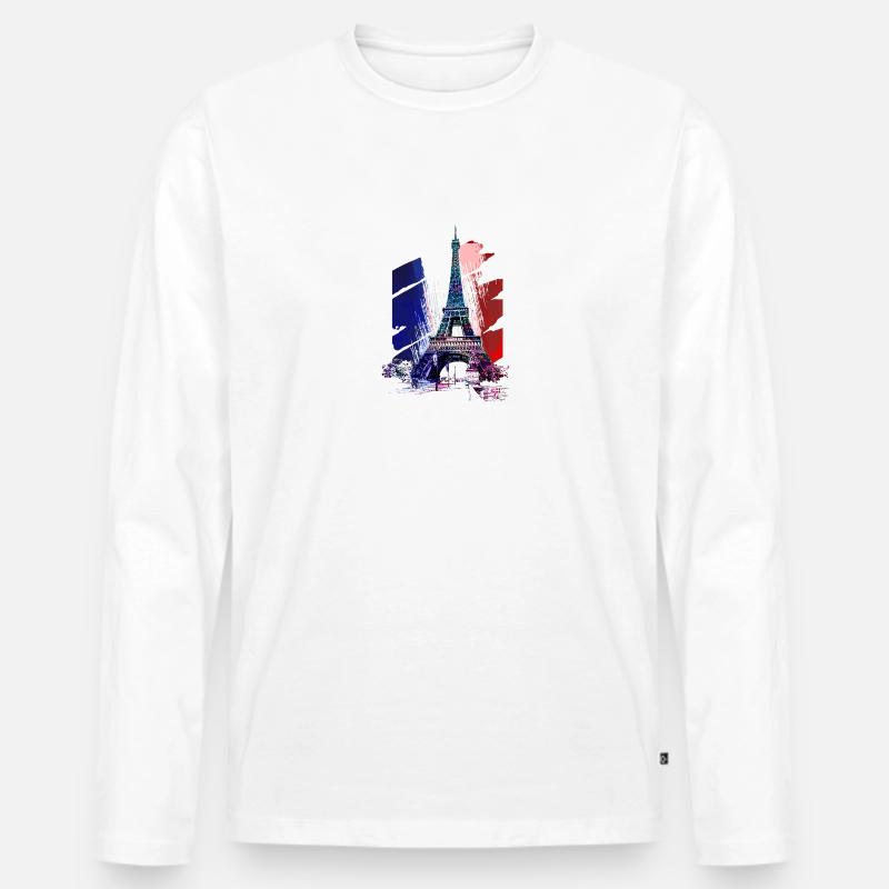 Eiffel Tower - Männer Premium Bio Langarmshirt - Weiß