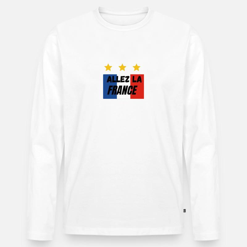 Go FRANKREICH - Männer Premium Bio Langarmshirt - Weiß