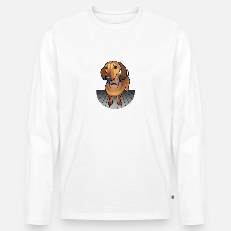 Dackel - Leo 2 - Männer Premium Bio Langarmshirt - Weiß