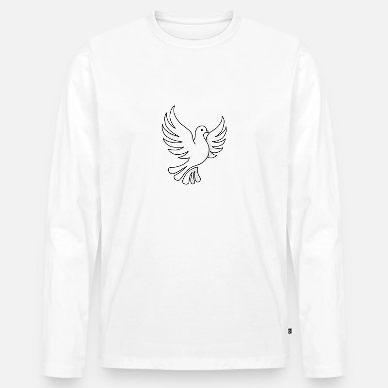 Einfaches Tauben Design - Männer Premium Bio Langarmshirt - Weiß