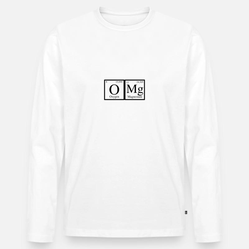 OMG - Oxygen & Magnesium - Männer Premium Bio Langarmshirt - Weiß
