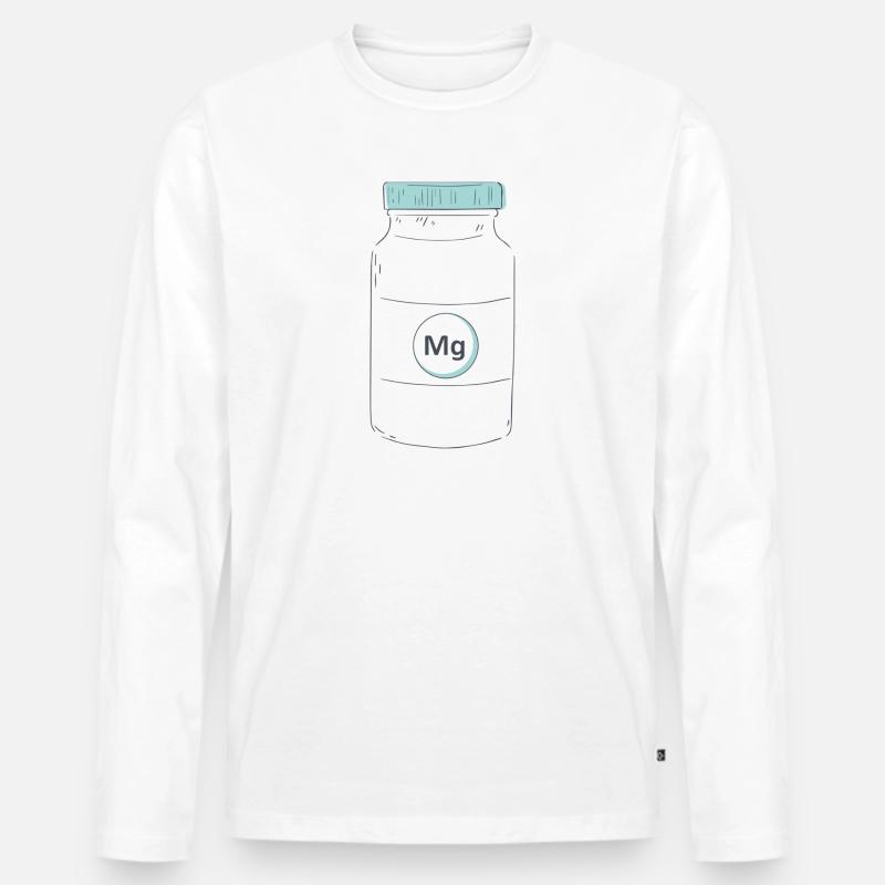 Nahrungsergänzung Magnesium Protein - Männer Premium Bio Langarmshirt - Weiß