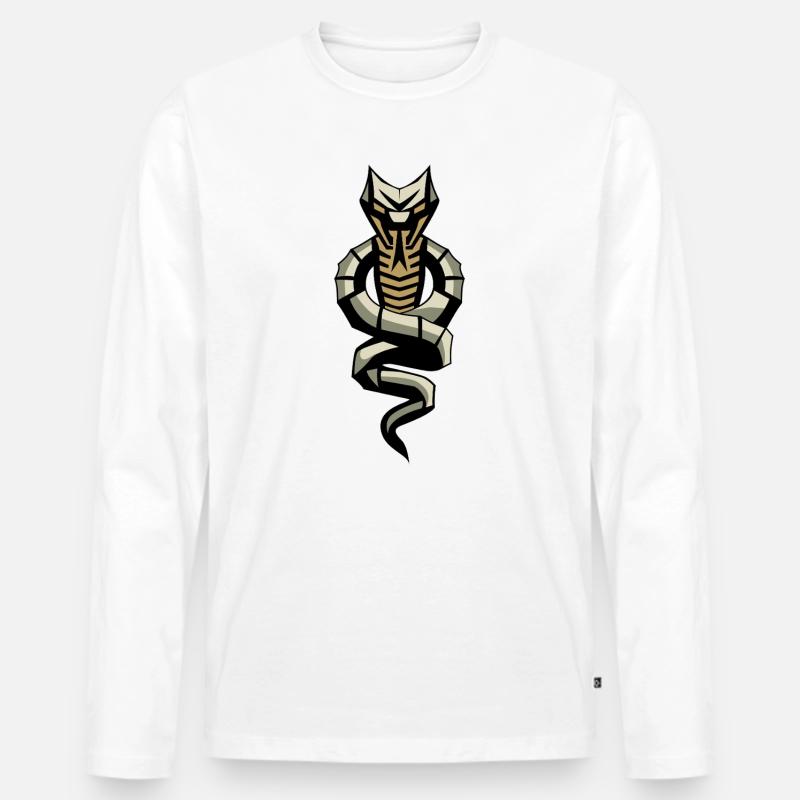 SNAKE LEVEL 3 - Männer Premium Bio Langarmshirt - Weiß