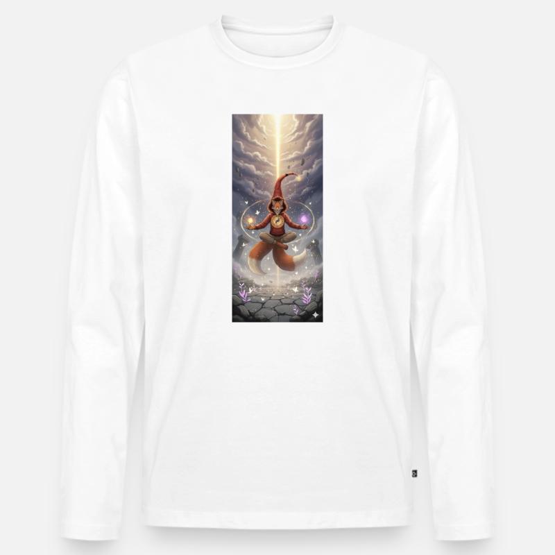Fuchszauber im Lichtpfad - Männer Premium Bio Langarmshirt - Weiß