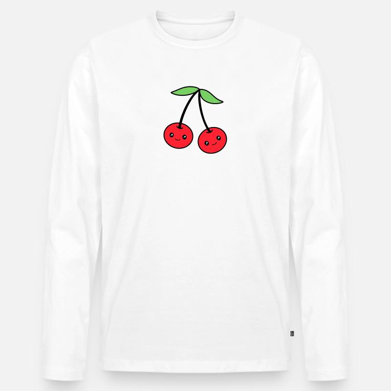 Kirsche - Männer Premium Bio Langarmshirt - Weiß