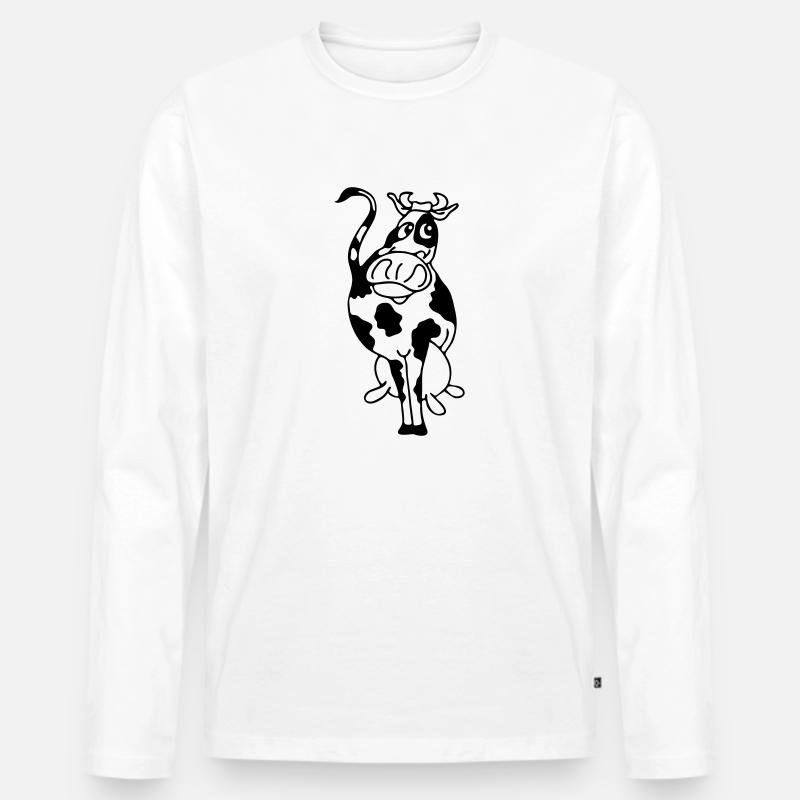 Kuh - Männer Premium Bio Langarmshirt - Weiß