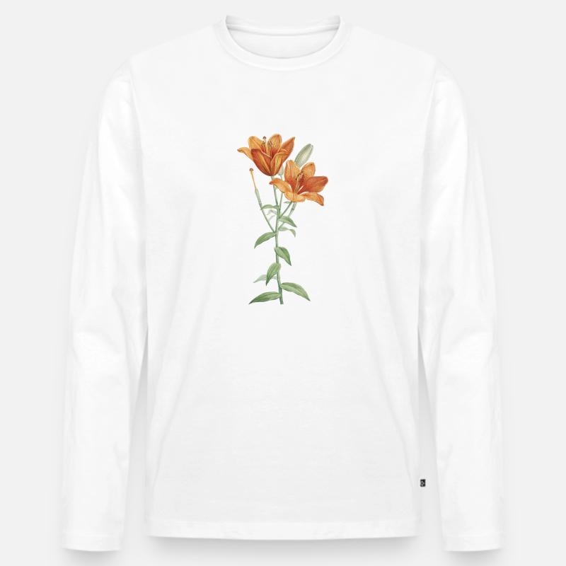 Lilie - Männer Premium Bio Langarmshirt - Weiß